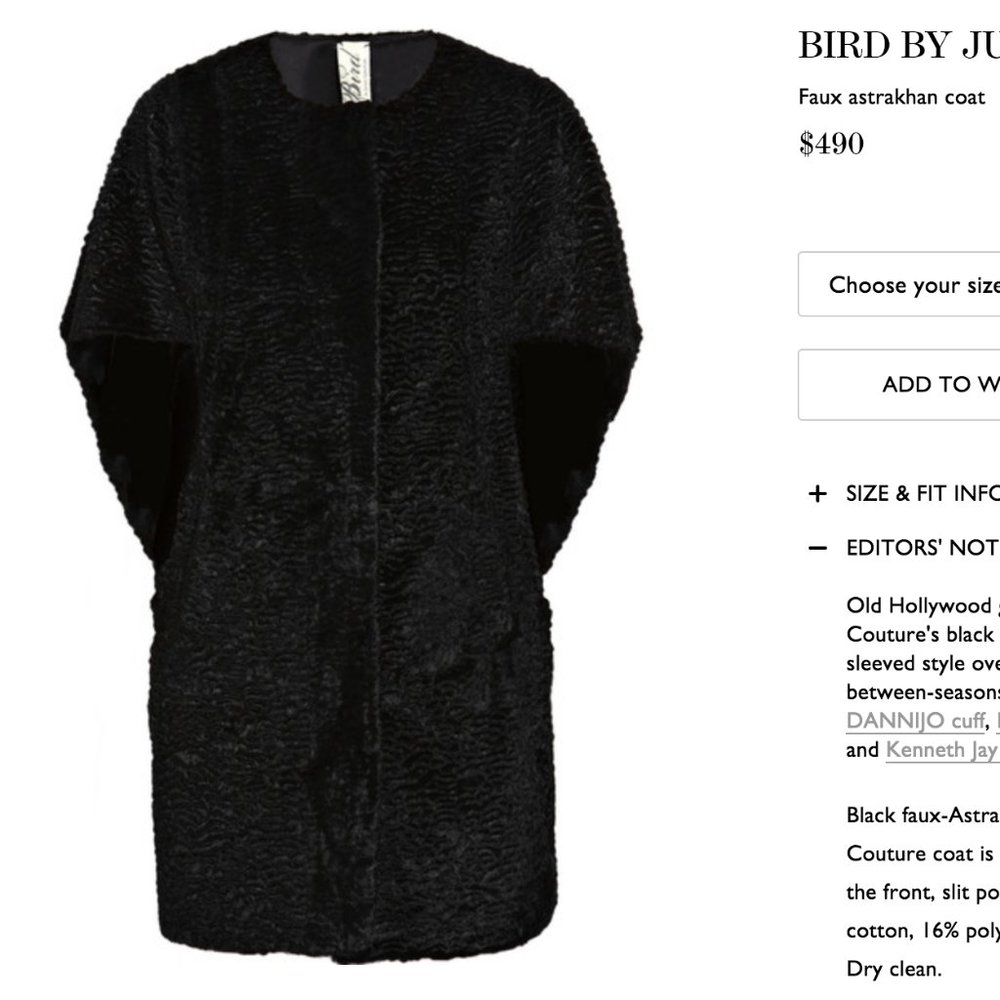 Bird by Juicy Couture Astrakhan Coat
